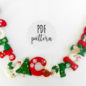 PDF patterns and instructions for Merry Christmas garland. Instant download. Felt pattern. Christmas garland. Felt garland