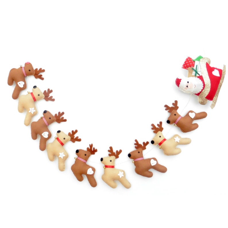 Sew your own felt Santa and Reindeer garland kit. Sewing kit. Etsy