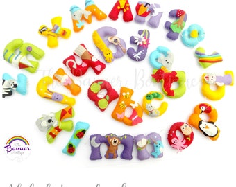 Handmade felt alphabet garland.  Set of 26 letters.