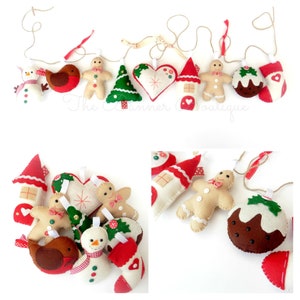 Sew your own Festive Garland Kit. Felt kit. Christmas garland. Felt decorations. Christmas pudding, Chistmas stocking, gingerbread