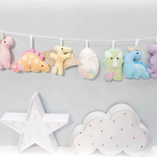 Make Your Own Felt Dinosaur Garland Kit. Felt Decorations. Etsy