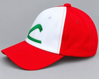 Ash Ketchum-inspirierte rot-weiße Baumwollmütze für Kinder, Anime-Trainer-Cosplay-Mütze, Kostümaccessoire für Kinder