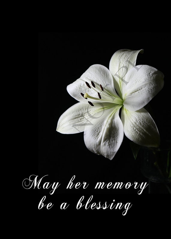 Printable Greeting Card Sympathy May Her Memory Be A Blessing Etsy