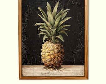 Primitive Americana Pineapple Art Print – Early American Style Folk Art