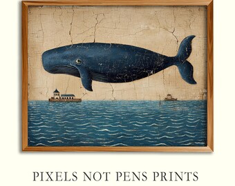 Primitive Americana Whale Maritime Wall Art