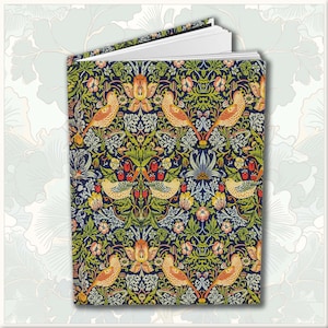 Strawberry Thief Hardcover Journal William Morris Art Nouveau Design c 1880s Gift for Writers Planner Diary Notebook 5.75&quot;x 8&quot;