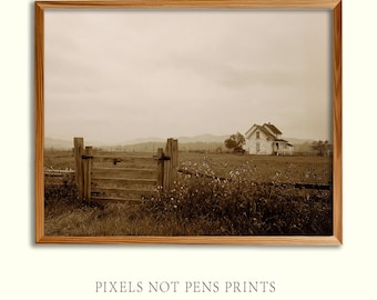 Rustic Wooden Gate Neutral White Farmhouse Wall Art