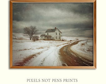 Moody Winter Farmhouse Wall Art Printable