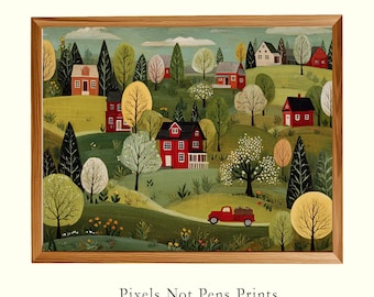 Spring Arrives in Rural Country Village Wall Art