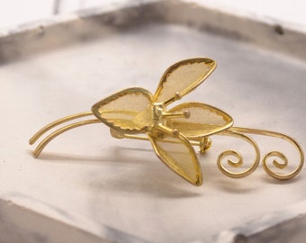 Vintage Gold  Tone Mesh Flower Swirl Brooch