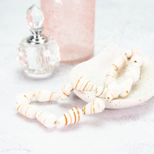 White Swirl Glass Teardrop Beads