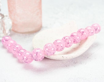 Pink Mottled Glass Beads