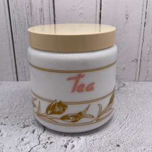 Vintage Milk Glass Tea Canister