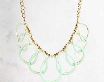Vintage Light Green Loop Necklace