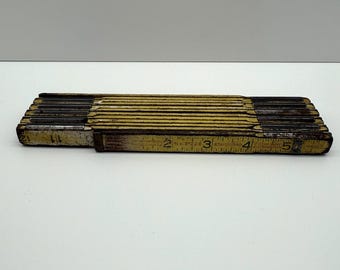 Vintage Six Foot Wood and Metal Ruler