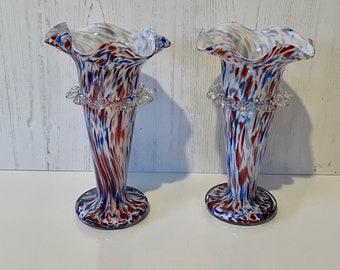 Vintage Pair End of the Day Glass Vases