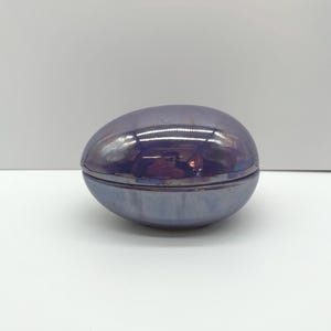 Vintage Purple Ceramic Egg Trinket Box