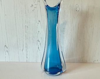 Vintage Blue and Clear Vase