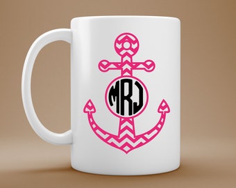 Personalized Anchor Decals Mugs, Tumblers, Bumper Stickers, Vinyl Decal Stickers - Monogram Decals - Tumblers Decal - Vinyl Decal Stickers