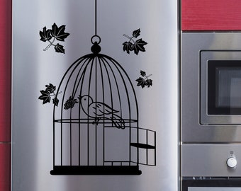 BirdCage Vinyl Wall Decal | Wall Sticker Graphics | Kitchen Art Sticker | Vinyl Wall Art | Kitchen Decor | Stickers For Kitchen