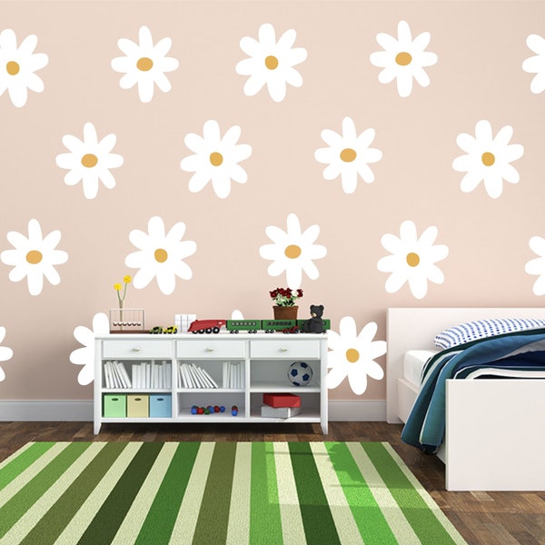 Daisy Wall Decal, Daisy Wall Stickers, Kids Wall Decal, Flower Wall Stickers, Nursery Wall Decal, Wall Art Stickers, Removable Wall Decal