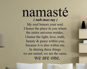 Namaste Wall Decal - Namaste Wall Art - Yoga Wall Decal - Vinyl Wall Decal Namaste - Office Wall Art Decor - Yoga Studio Wall Decal