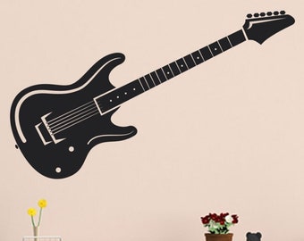 Wall Decal Vinyl Wall Decal Guitar, Guitar Home Decor, Office Decor, Guitar Wall Decal Sticker