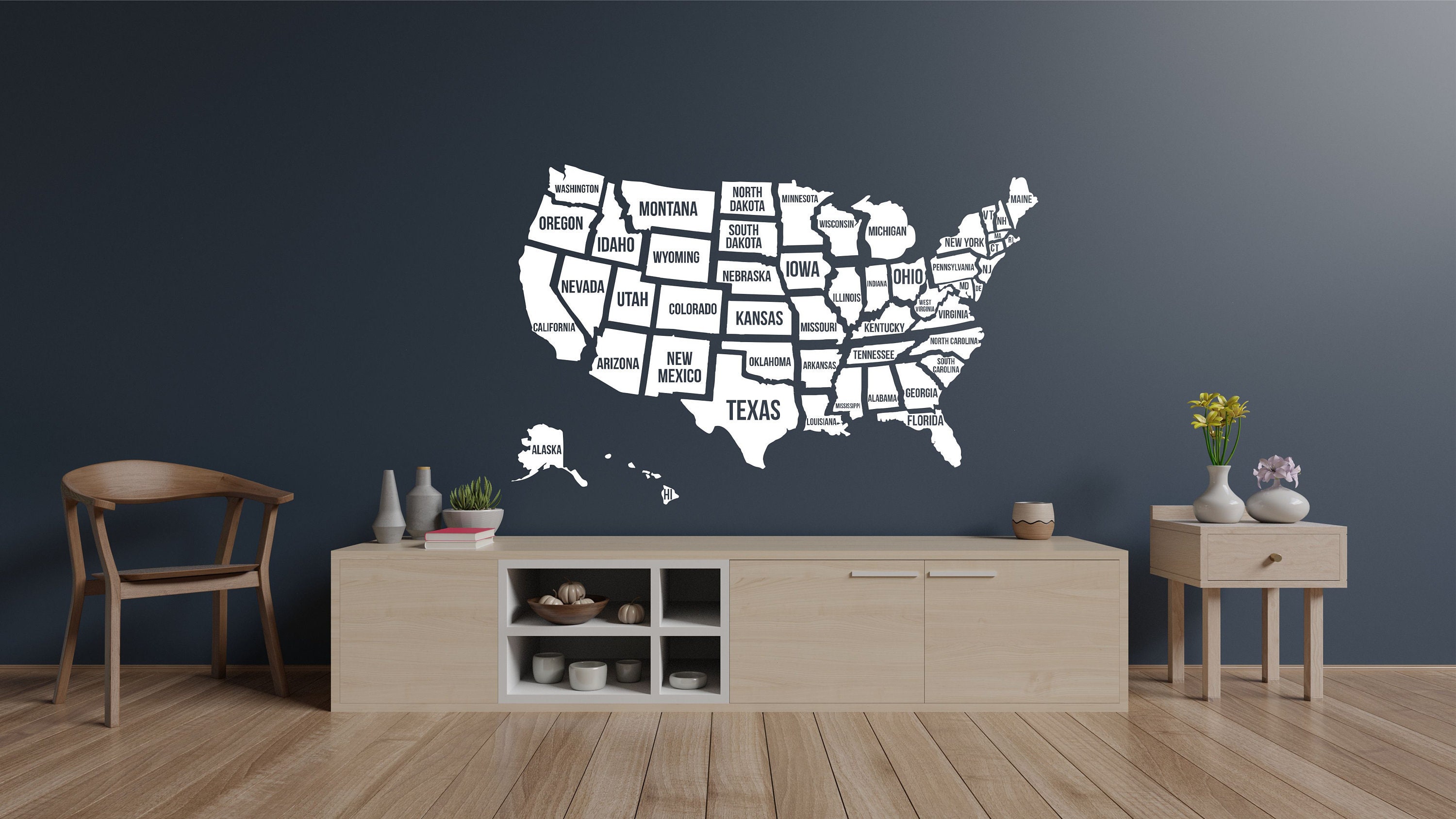 United States Of America Wall Decal Home Decor Wall Decal Etsy