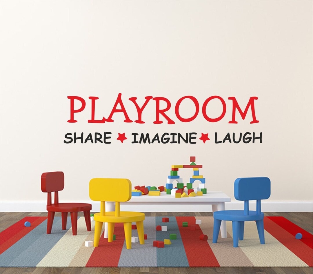Kids Wall Decal Playroom Share Imagine Laugh, Wall Sticker, Wall Home ...