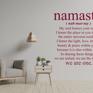 Namaste Wall Decal Namaste Wall Art Yoga Wall Decal Vinyl Wall Decal Namaste Office Wall Art Decor Yoga Studio Wall Decal image 8