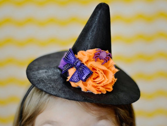 Mini Witch Hat. Purple and Orange 