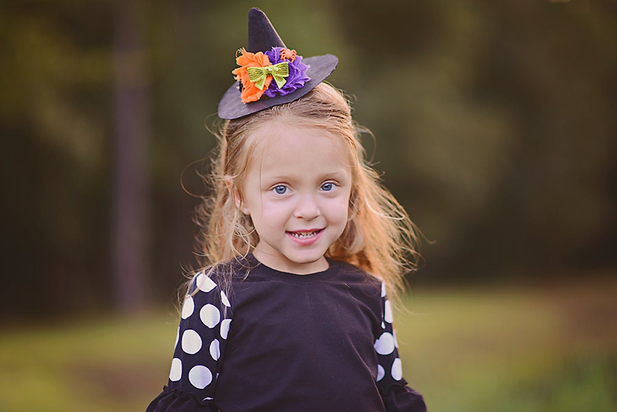 Witch tutu and mini hat headband. Black orange purple and | Etsy