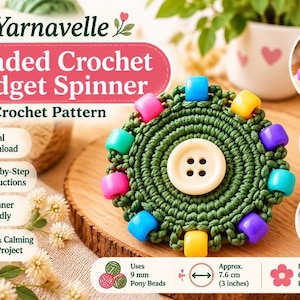 Beaded Crochet Fidget Spinner Pattern PDF, Sensory Fidget Toy, Beginner Crochet Pattern, DIY Stress Relief Toy, Instant Download