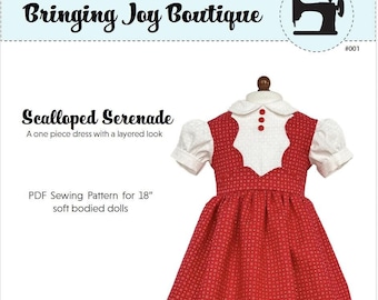 PDF-naaipatroon, 18-inch poppenkleding - geschulpte serenade, jaren 30-jurk, meisjespoppenkleding, 18-inch poppenjurk - By BringingJoyBoutique