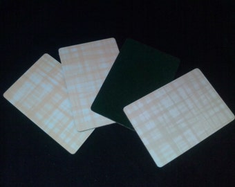 Pale Orange & White Coasters(4)  from Recycled Vintage 50s / 60s Formica with Green Baize Backing