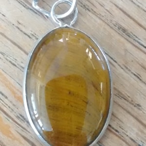 Petite Vintage Oval Tiger Eye Silver Pendant