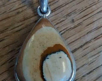 Stunning Picture Imperial? Jasper Vintage Hand-Crafted Silver Pendant - Looks Like Wood