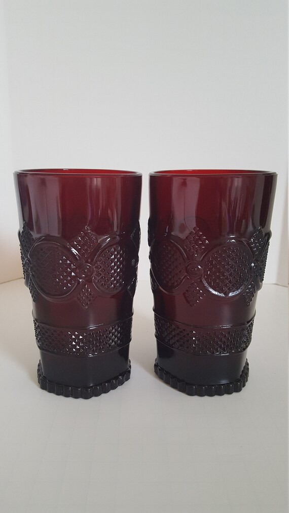 red glass tumblers