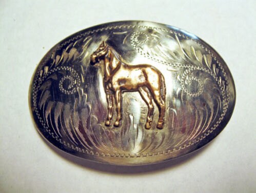 Comstock German Silver Horse Belt Buckle and Leather Belt.  Size 34 Comstock Silversmiths Buckle - Etsy main image 3