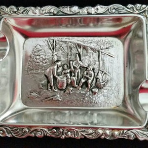 Vintage Jorgan TH Steffensen JTHS Silverplate Ashtrays /Repousse Embossed/Made in Denmark/ Set of 5