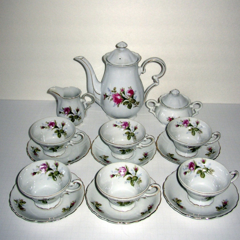 Vintage Tea Set Royal Sealy China Made in Japan Moss Rose Etsy