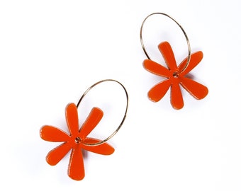 Earrings Avril ring + Gold plated - lacquer wood