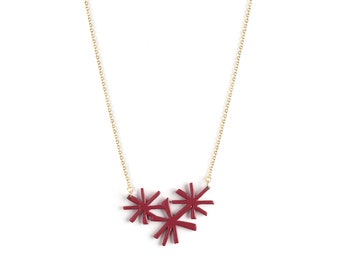 collier  COSMOS - bordeaux • grosses boucles d'oreilles • minimaliste • été • fleur • boucle oreille • mariage  • Matisse