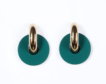 Earrings SUSANA Kaki + Gold plated - lacquer wood