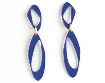 Boucles d'Oreilles SIMONA - bleu • grosses boucles d'oreilles • minimaliste • été • fleur • boucle oreille • mariage  • Matisse