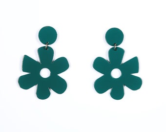 Boucles d'Oreilles CAPUCINE XL Verte  • grosses boucles d'oreilles • minimaliste • été • fleur • boucles • mariage  • Matisse