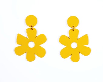 Boucles d'Oreilles CAPUCINE XL Jaune  • grosses boucles d'oreilles • minimaliste • été • fleur • boucles • mariage  • Matisse