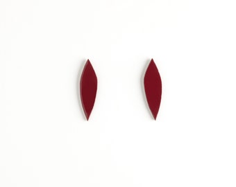 Earrings LEAF - burgundy-