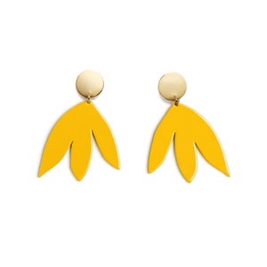 Boucles d'Oreilles SUSANA Jaune pastille or grosses boucles d'oreilles minimaliste été fleur boucles mariage Matisse image 2