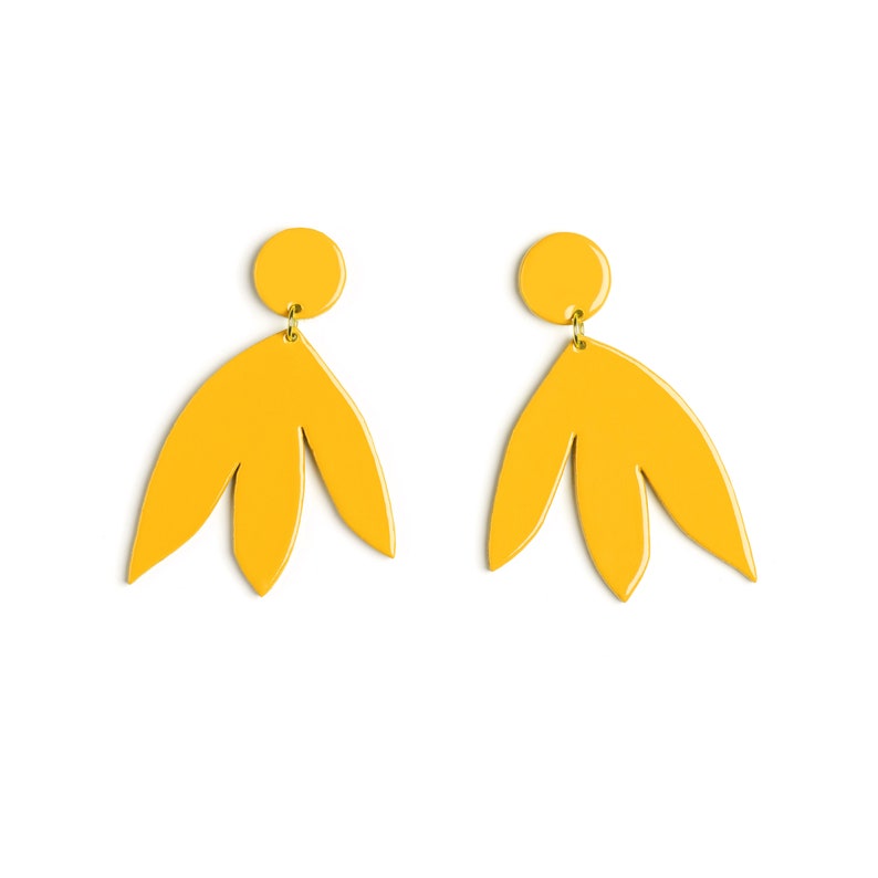 Earrings SUSANA Yellow lacquer wood image 2
